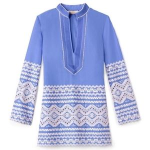 Tory Burch Zita tunic wedge blue/ivory 14